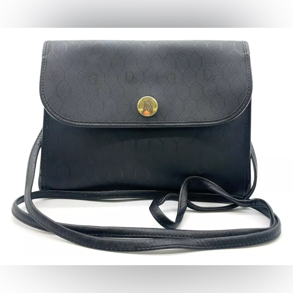 Authentic Christian Dior Honeycomb Black shoulder bag Crossbody Bag